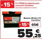 Oferta de Batería 45 Ah nº4 Carrefour  por 55,25€ en Carrefour