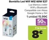 Oferta de Bombilla Led Wifi WIZ 6W E27 por 15,99€ en Carrefour