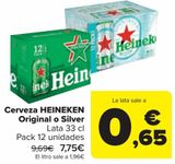 Oferta de Cerveza HEINEKEN Original o Silver  por 7,75€ en Carrefour