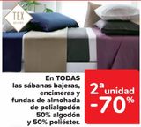 Oferta de En TODAS las sábanas bajeras, encimeras y fundas de almohada de polialgodón 50% algodón y 50% poliéster  en Carrefour