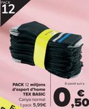 Oferta de PACK 12 Calcetín deporte hombre TEX BASIC  por 5,99€ en Carrefour