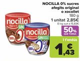 Oferta de NOCILLA 0% azúcares añadidos Original o Chocoleche por 2,85€ en Carrefour