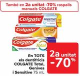 Oferta de En TODOS los dentífricos COLGATE Total, Encías y Sensitive  en Carrefour