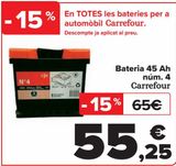 Oferta de Batería 45 Ah nº4 Carrefour  por 55,25€ en Carrefour