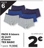 Oferta de Pack 6 Bóxer punto hombre TEX BASIC  por 11,99€ en Carrefour