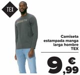 Oferta de Camiseta estampada manga larga hombre TEX  por 9,99€ en Carrefour