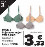 Oferta de PACK 3 Sujetador mujer TEX BASIC  por 9,99€ en Carrefour