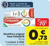 Oferta de Dentífrico original Total COLGATE  por 2,45€ en Carrefour