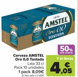 Oferta de Cerveza AMSTEL Oro 0,0 Tostada por 8,09€ en Carrefour