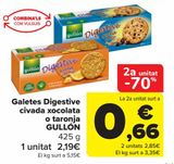 Oferta de Galletas Digestive avena chocolate o naranja GULLÓN por 2,19€ en Carrefour