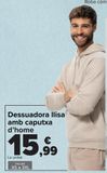 Oferta de Sudadera lisa con capucha hombre por 15,99€ en Carrefour