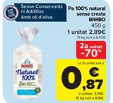 Oferta de Pan 100% Natural sin corteza BIMBO por 2,89€ en Carrefour