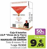 Oferta de Caja 6 botellas I.G.P "Vinos de la Tierra de Castilla" MARQUÉS DE GRIÑÓN por 19,9€ en Carrefour
