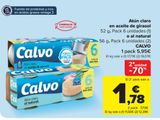 Oferta de Atún claro en aceite de girasol o al natural CALVO por 5,95€ en Carrefour
