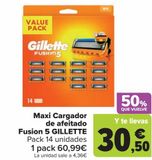 Oferta de Maxi Cargador de afeitado Fusion 5 GILLETTE por 60,99€ en Carrefour