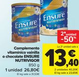 Oferta de Complemento vitamínico vainilla o chocolate ENSURE NUTRIVIGOR  por 26,8€ en Carrefour