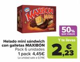 Oferta de Helado mini sándwich con galletas MAXIBÓN por 4,45€ en Carrefour