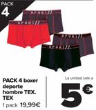 Oferta de PACK 4 Boxer deporte hombre TEX por 19,99€ en Carrefour