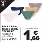 Oferta de PACK 3 Bikini, tanga o shorty TEX BASIC  por 4,99€ en Carrefour