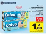 Oferta de Atún claro en aceite de girasol o al natural CALVO por 5,99€ en Carrefour
