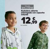 Oferta de Sudadera abierta estampada con capucha infantil  por 12,99€ en Carrefour