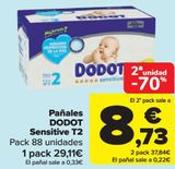 Oferta de Pañales DODOT Sensitive T2  por 29,11€ en Carrefour