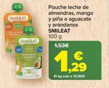 Oferta de Pouche leche de almendras, mango y piña o aguacate y arándanos SMILEAT por 1,29€ en Carrefour