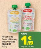 Oferta de Pouche de fresa plátano y fruta variada SMILEAT  por 1,19€ en Carrefour