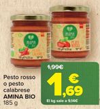 Oferta de Pesto rosso o pesto calabrese AMINA BIO  por 1,69€ en Carrefour