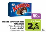 Oferta de Helado sándwich nata MAXIBÓN por 4,09€ en Carrefour