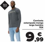 Oferta de Camiseta estampada manga larga hombre TEX  por 9,99€ en Carrefour