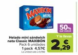 Oferta de Helado mini sándwich nata Classic MAXIBÓN por 4,57€ en Carrefour