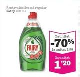 Oferta de Rentavaixelles må regular Fairy 450 ml  FAIRY  2a unitat  -70%  la unitat 3,99  2a unitat  1'20   en Sorli