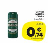 Oferta de CERVEZA MAHOU CLASICA por 0,74€ en Carrefour Market