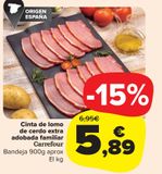 Oferta de CINTA DE LOMO DE CERDO EXTRA ADOBADA FAMILIAR por 5,89€ en Carrefour Market