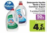 Oferta de DETERGENTE LIQUIDO VERDE O AZUL  por 4,81€ en Carrefour Market