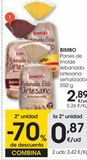 Oferta de BIMBO Pan rebanada artesanal integral 550 g por 2,89€ en Eroski