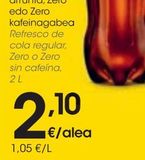 Oferta de COCA COLA Refresco cola zero sin cafeína 2 L por 2,1€ en Eroski