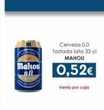 Oferta de Cerveza 0.0  Tostada lata 33 cl MAHOU  Mahou 0,52€  0.0  TOSTADA TRIA CERV  Venta por caja  m   en SPAR Lanzarote
