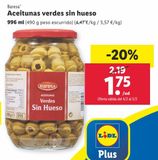 Oferta de Aceitunas sin hueso por 1,75€ en Lidl