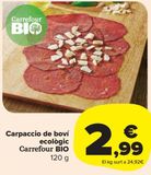 Oferta de Carpaccio de vacuno ecológico Carrefour bio por 2,99€ en Carrefour Market
