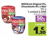 Oferta de Nocilla Original 0%, Chocoloche 0% o Noir por 2,59€ en Carrefour Market