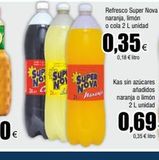 Oferta de SUP  NOT SUP NOI  *SUPER  NOVA  Han  Refresco Super Nova naranja, limon o cola 2 L unidad  0,35€  0,18 € litro  en Froiz