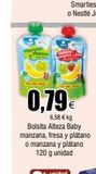 Oferta de 0,79€  6,58 € kg Bolsita Alteza Baby manzana, fresa y plátano  o manzana y plátano 120 g unidad  en Froiz