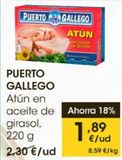 Oferta de Atún en aceite de girasol Puerto Gallego por 1,89€ en Eroski