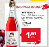 Oferta de Vino I.G.T lambrusco dell'emilia, frizzante, VITE SELVATE por 1,79€ en Autoservicios Familia