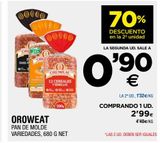 Oferta de Pan de molde variedades OROWEAT por 0,9€ en BM Supermercados
