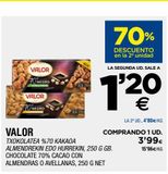 Oferta de Chocolate 70% cacao con almendras o avellanas VALOR por 1,2€ en BM Supermercados