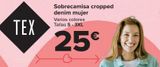 Oferta de Sobrecamisa cropped denim mujer por 25€ en Carrefour
