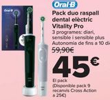 Oferta de Pack duo cepillo dental eléctrico Vitality Pro por 45€ en Carrefour